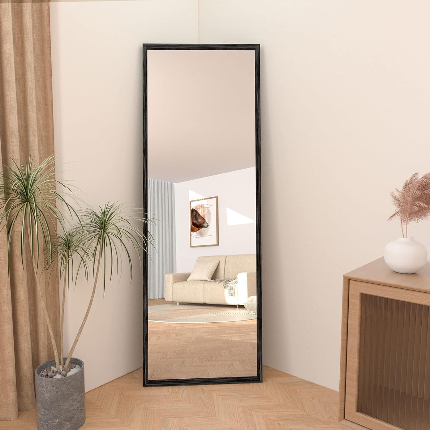 Full length floor mirror aluminum alloy vanity mirror black