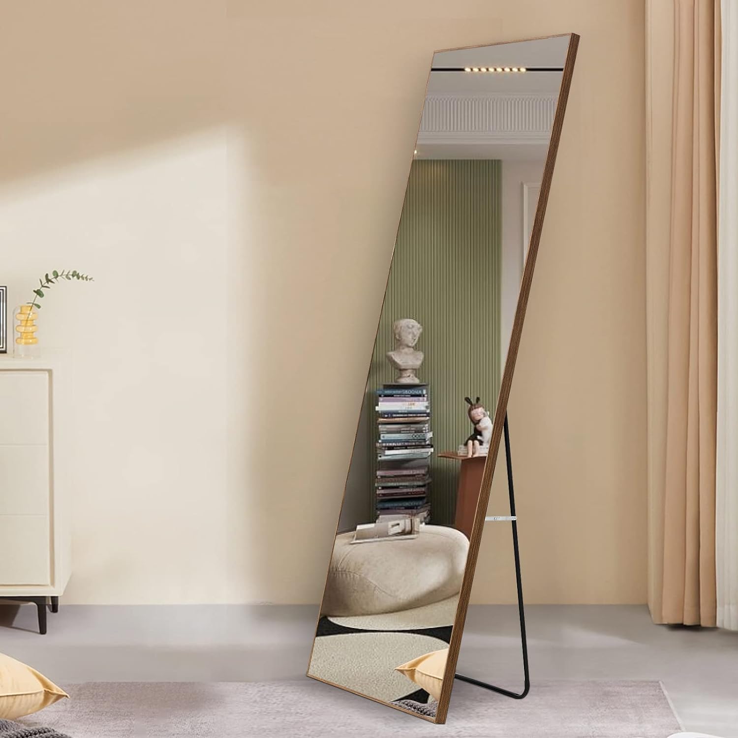 Living room oblique hanging long mirror Brown