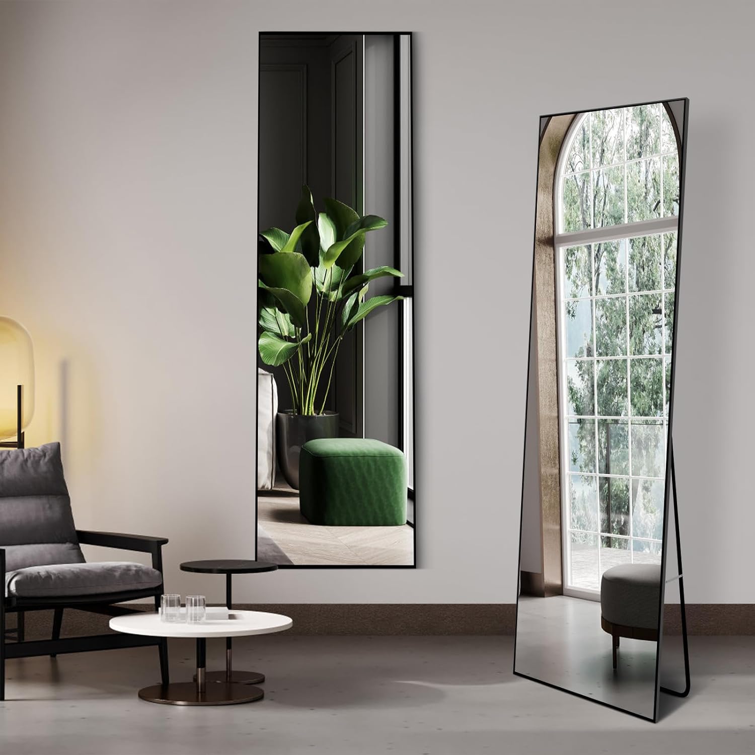 Living room oblique hanging long mirror black