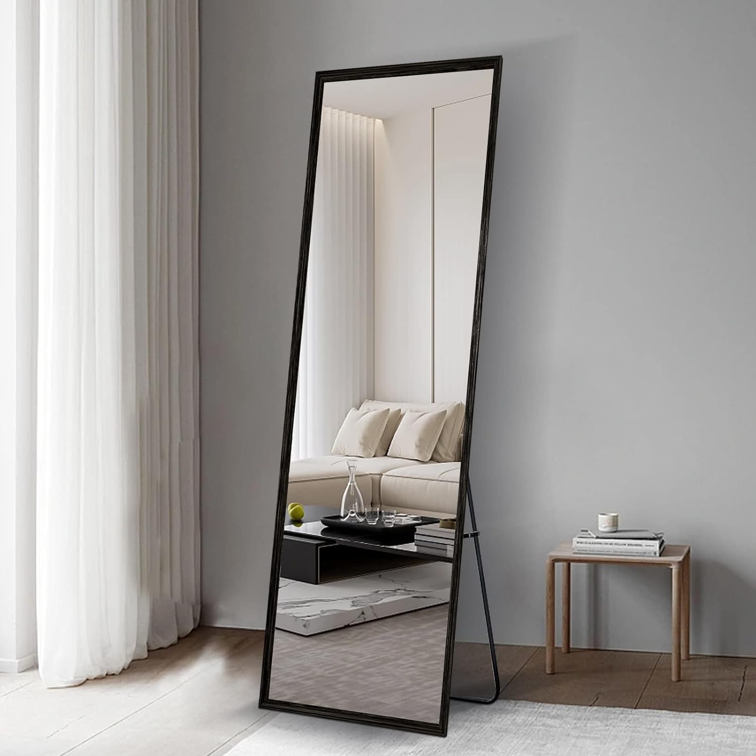 Full length floor mirror aluminum alloy vanity mirror black